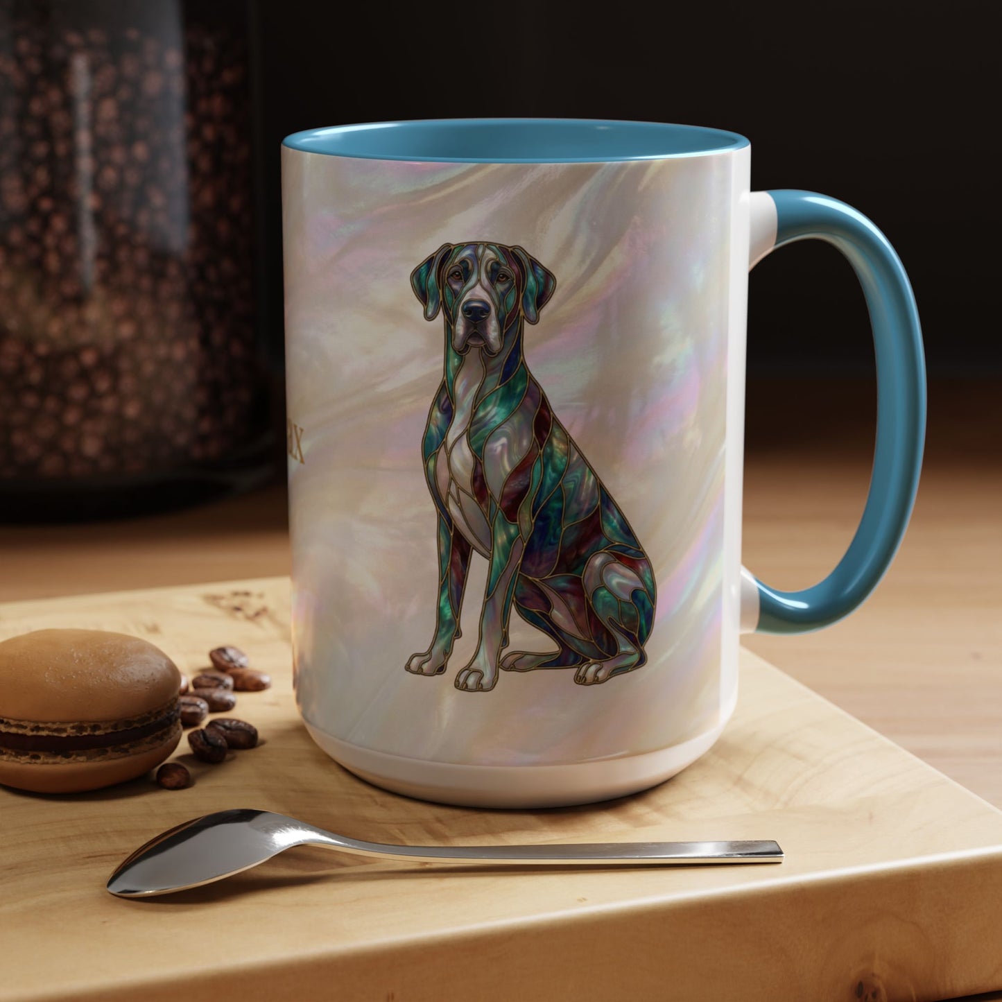 Personalized Great Dane Dog Mug — Stained Glass Design (11/15 oz) - 14550