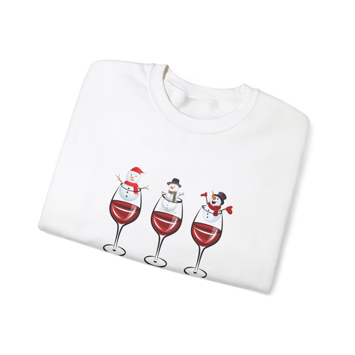 Snowman & Glass of Wine - Unisex Heavy Blend™ Crewneck Sweatshirt - 10013