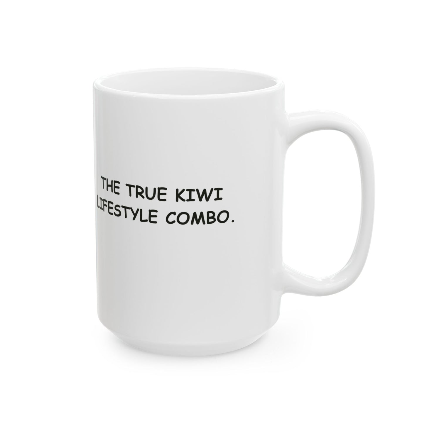 “Running on caffeine and jandals.” Ceramic Mug - 11oz & 15oz - 12887