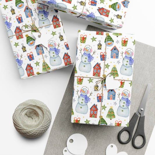 Christmas, Snowman & House - Gift Wrap Papers - 10248