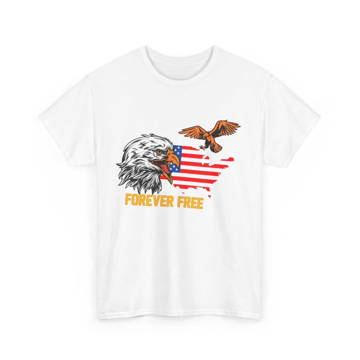 Unisex Heavy Cotton Tee with "Forever Free" Design - Perfect for Patriotic Events, July 4th Celebrations, Gifts, Summer Wear, Casual Outfits - 13692