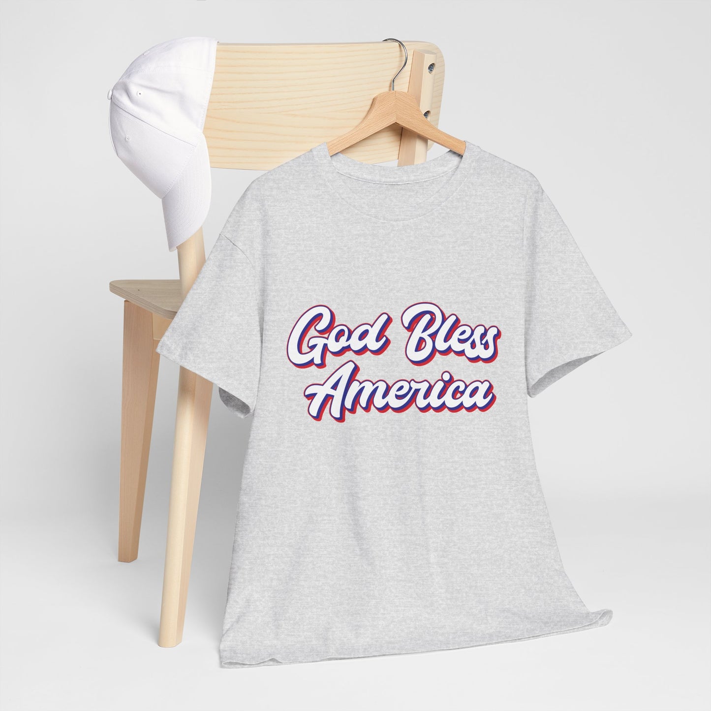 God Bless America Unisex Heavy Cotton Tee | Patriotic Shirt, American Pride Apparel, 4th of July Outfit, Gift for Veterans, Summer - 13655