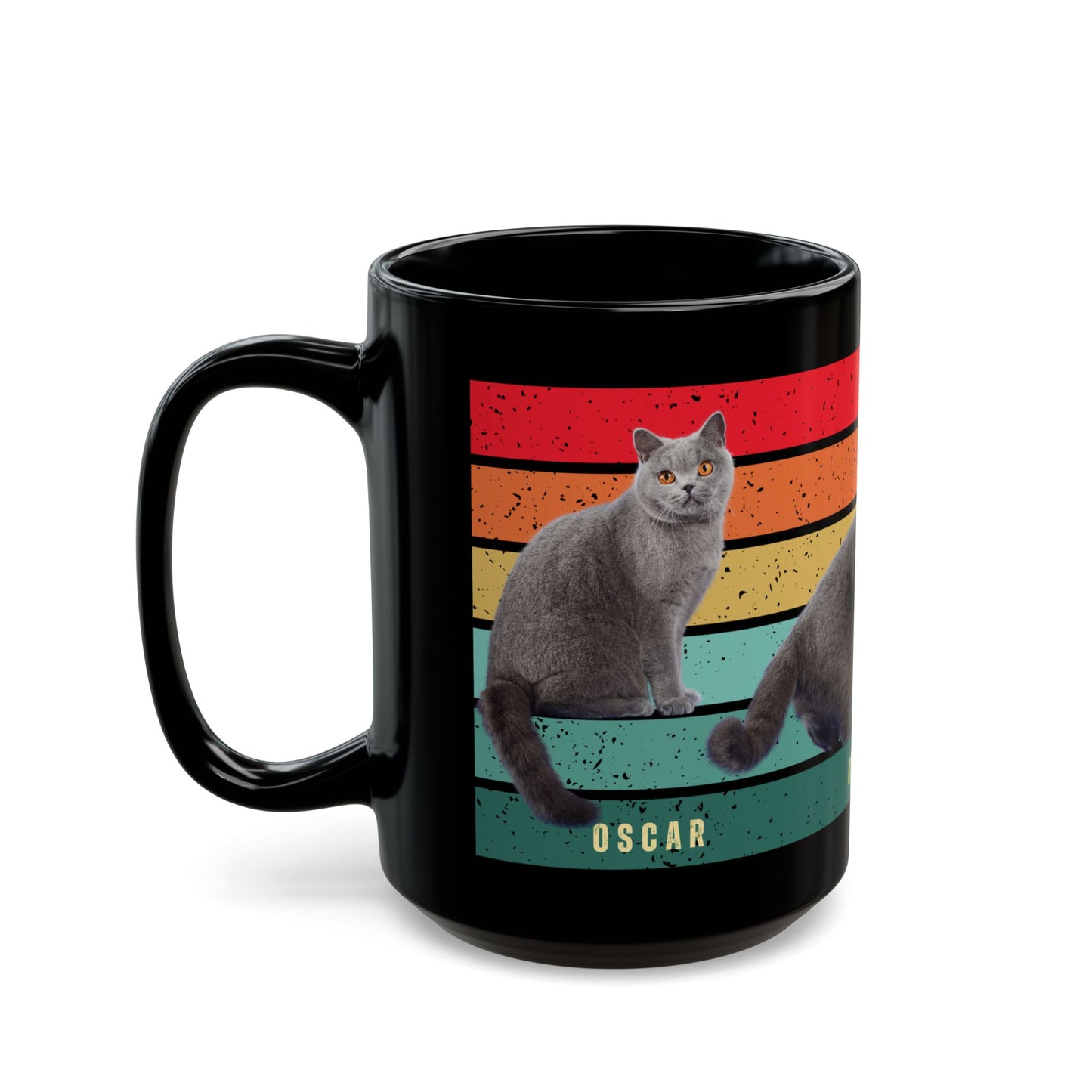 Oscar, Cat Photo, Customizable  - Black Mug (11oz, 15oz) - 10229