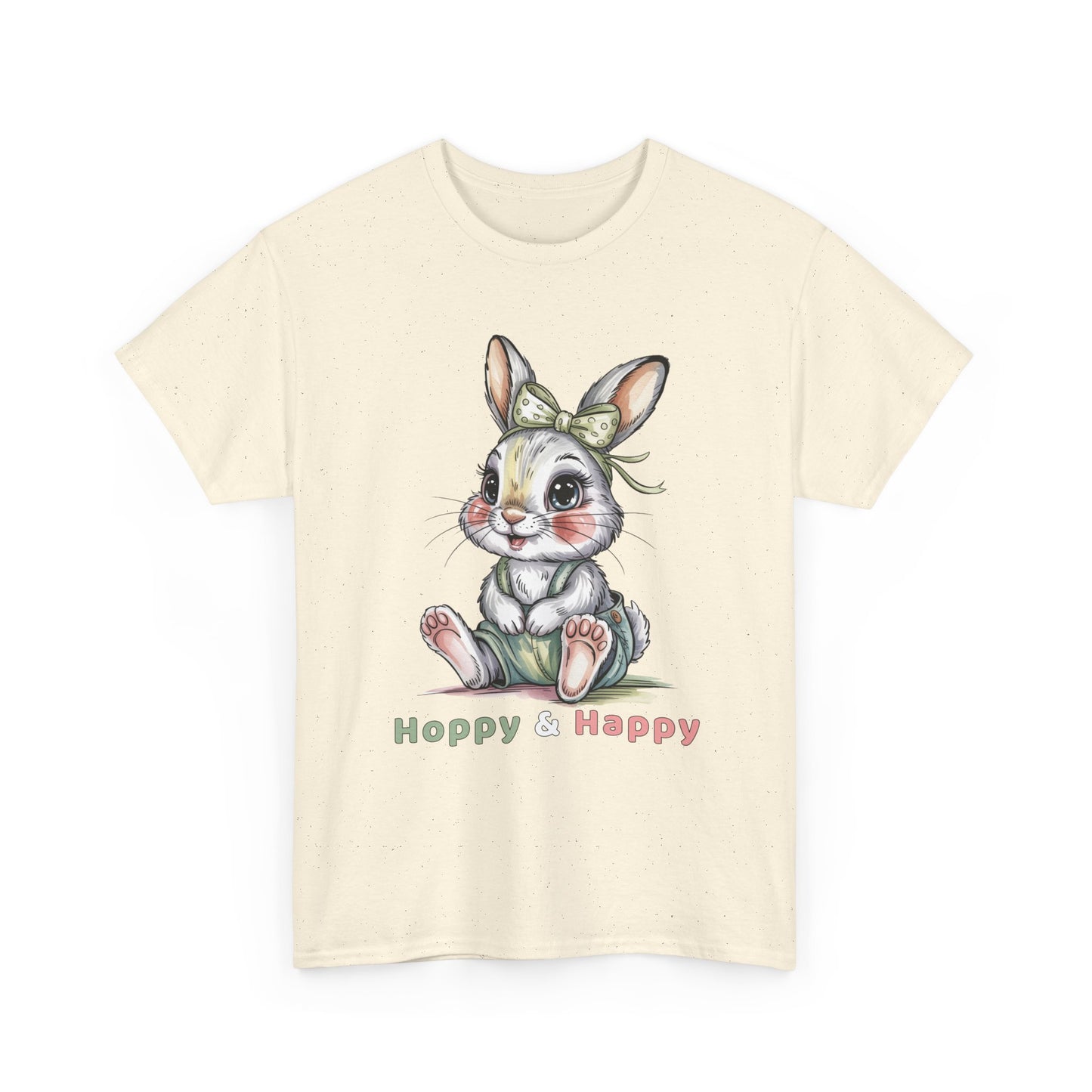 Cute Bunny T-Shirt – “Hoppy & Happy” Easter Rabbit Tee Gift for Kids & Adults - 14848