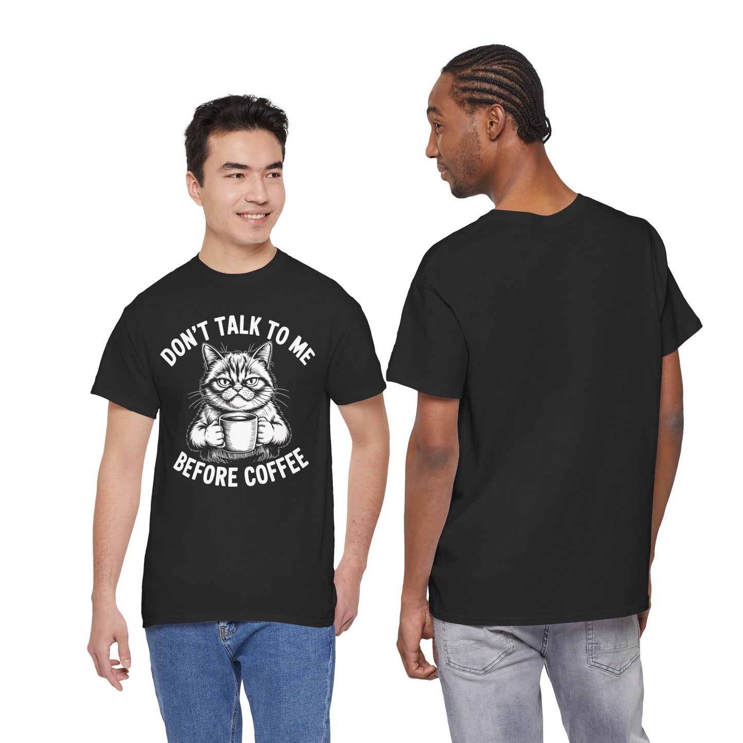 Funny Cat Coffee T-Shirt – “Don’t Talk To Me Before Coffee” Graphic Tee | Cute Grumpy Cat Shirt Gift - 14842