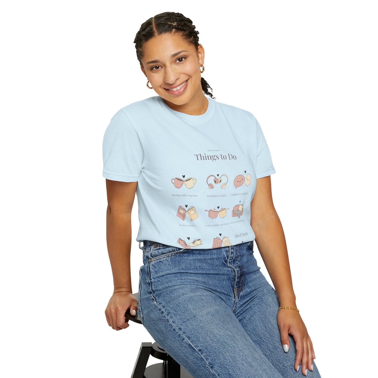 Our Favourite Things to Do Together – Personalised Valentine’s Illustration T-Shirt Gift - 14720