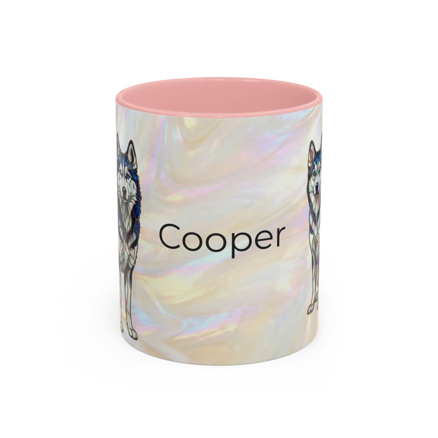 Personalized Husky Accent Coffee Mug – Stained Glass Design (11/15oz) - 14543