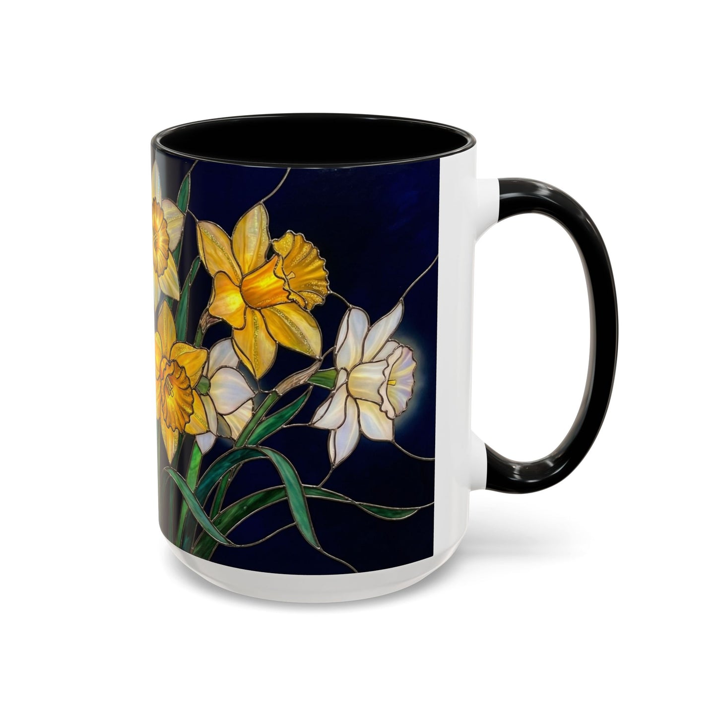 Daffodil Garden Accent Coffee Mug — Stained Glass Design (11/15oz) - 14542