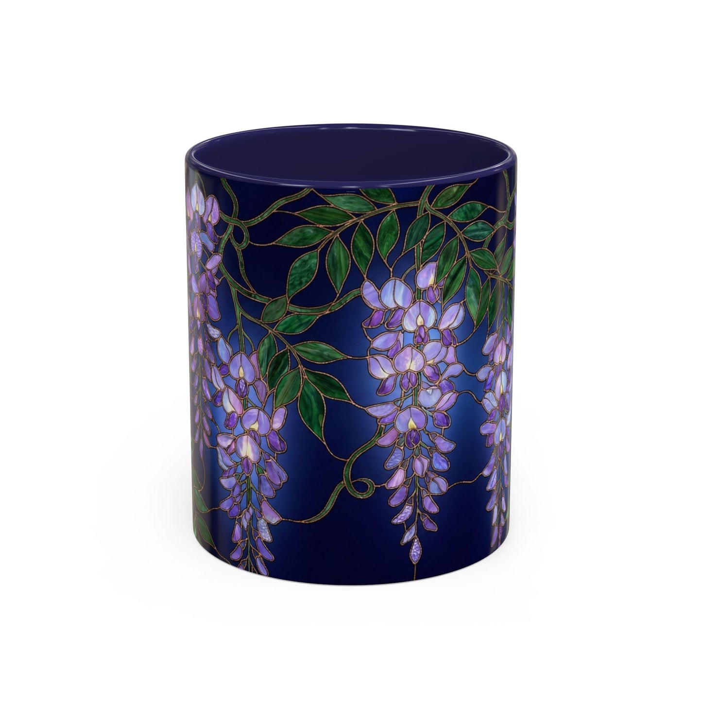 Wisteria Bloom Accent Coffee Mug — Stained Glass Design 11/15oz - 14589