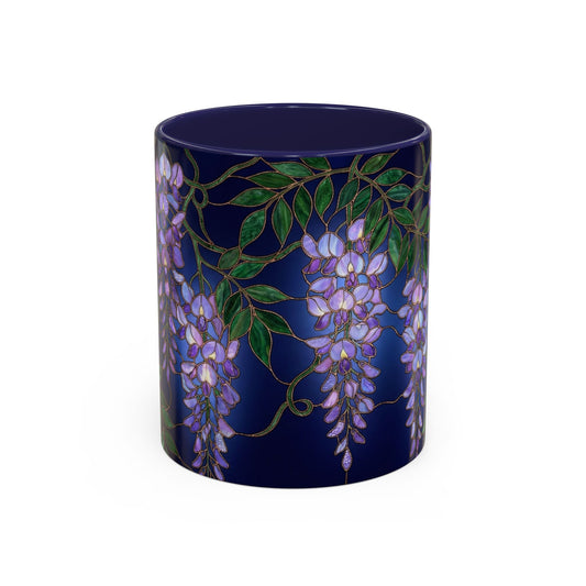Wisteria Bloom Accent Coffee Mug — Stained Glass Design 11/15oz - 14589