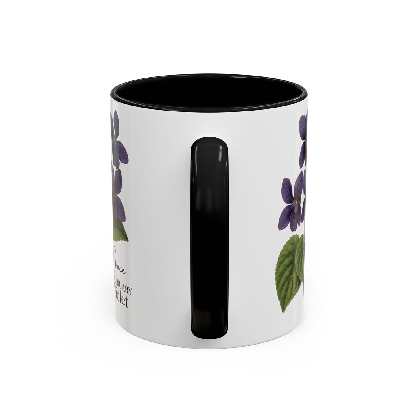 February Birth Flower Violet Mug – Personalized Name Coffee Cup - 14687