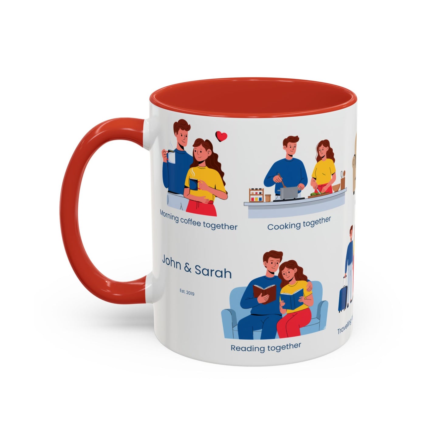 Our Favorite Things to Do Valentine’s Mug – Cozy Couples Illustrated Accent Coffee Mug - 14704