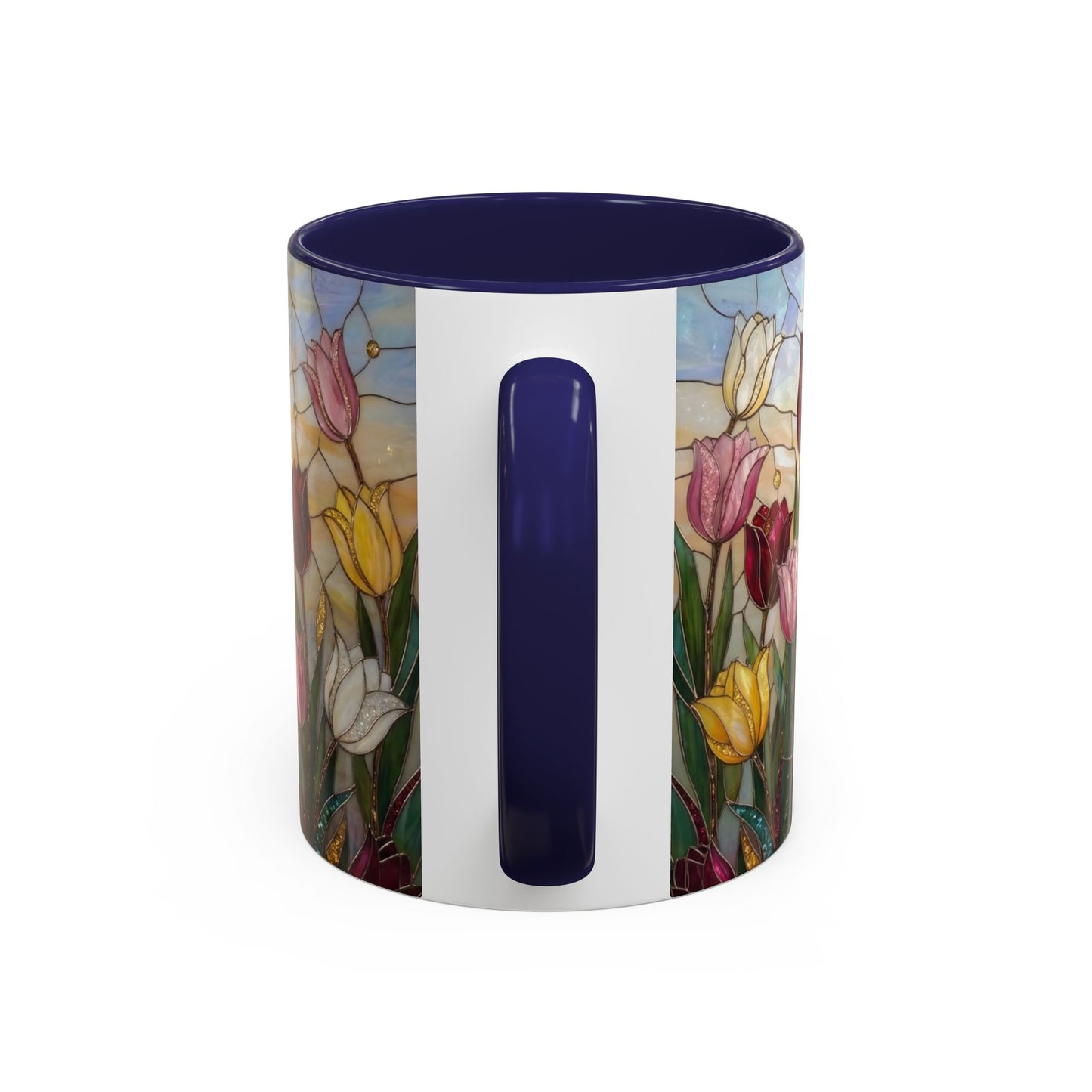 Tulip Stained Glass Accent Coffee Mug — Floral Spring Tea & Coffee Cup (11/15oz) - 14525