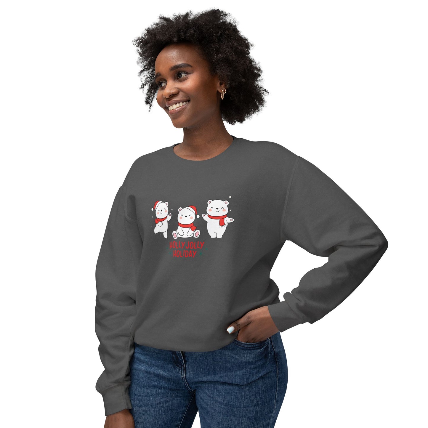 Baby Bears, Holly Jolly Holiday - Unisex Lightweight Crewneck Sweatshirt - 10015