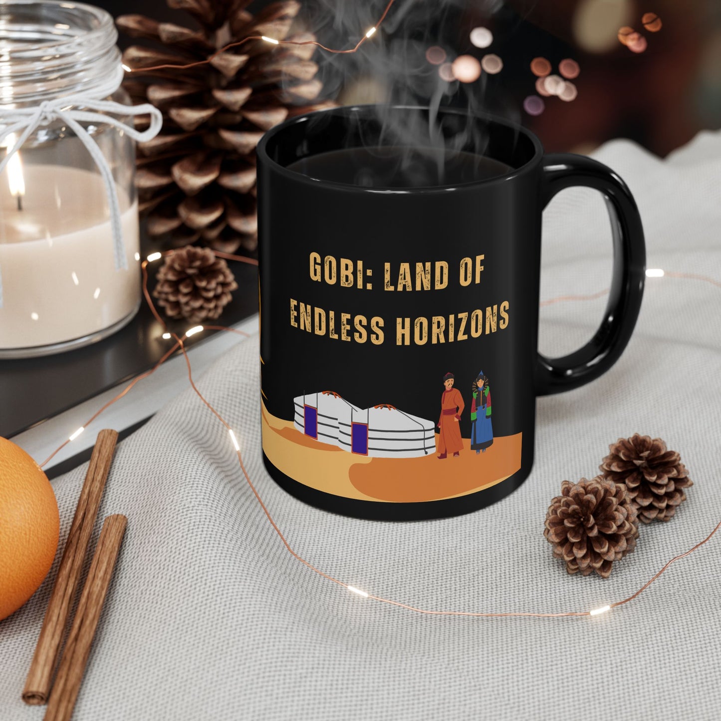 Gobi: Land of Endless Horizons - Ceramic Black Mug (11oz, 15oz) - 10382