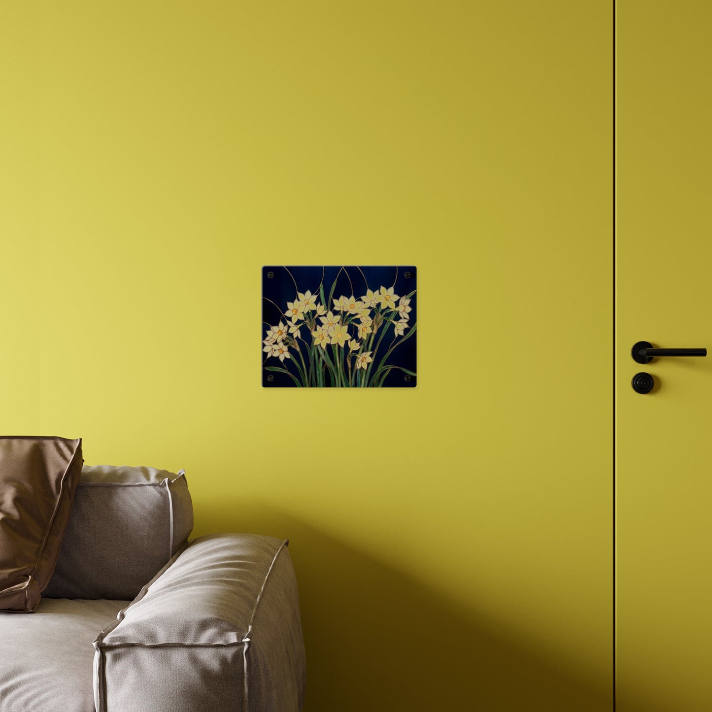 Whitepaper Narcissus Acrylic Wall Art Panel — (Floral Modern Decorative Plaque) - 14598