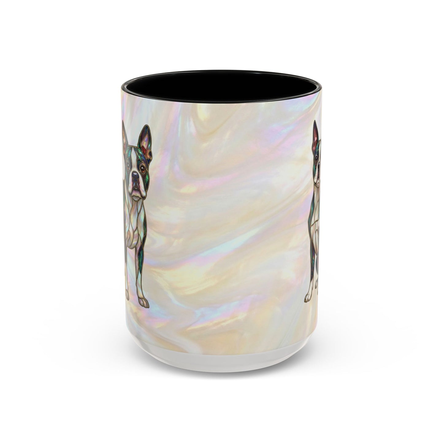 Boston Terrier Accent Coffee Mug — Stained Glass Design (11/15 oz) - 14620