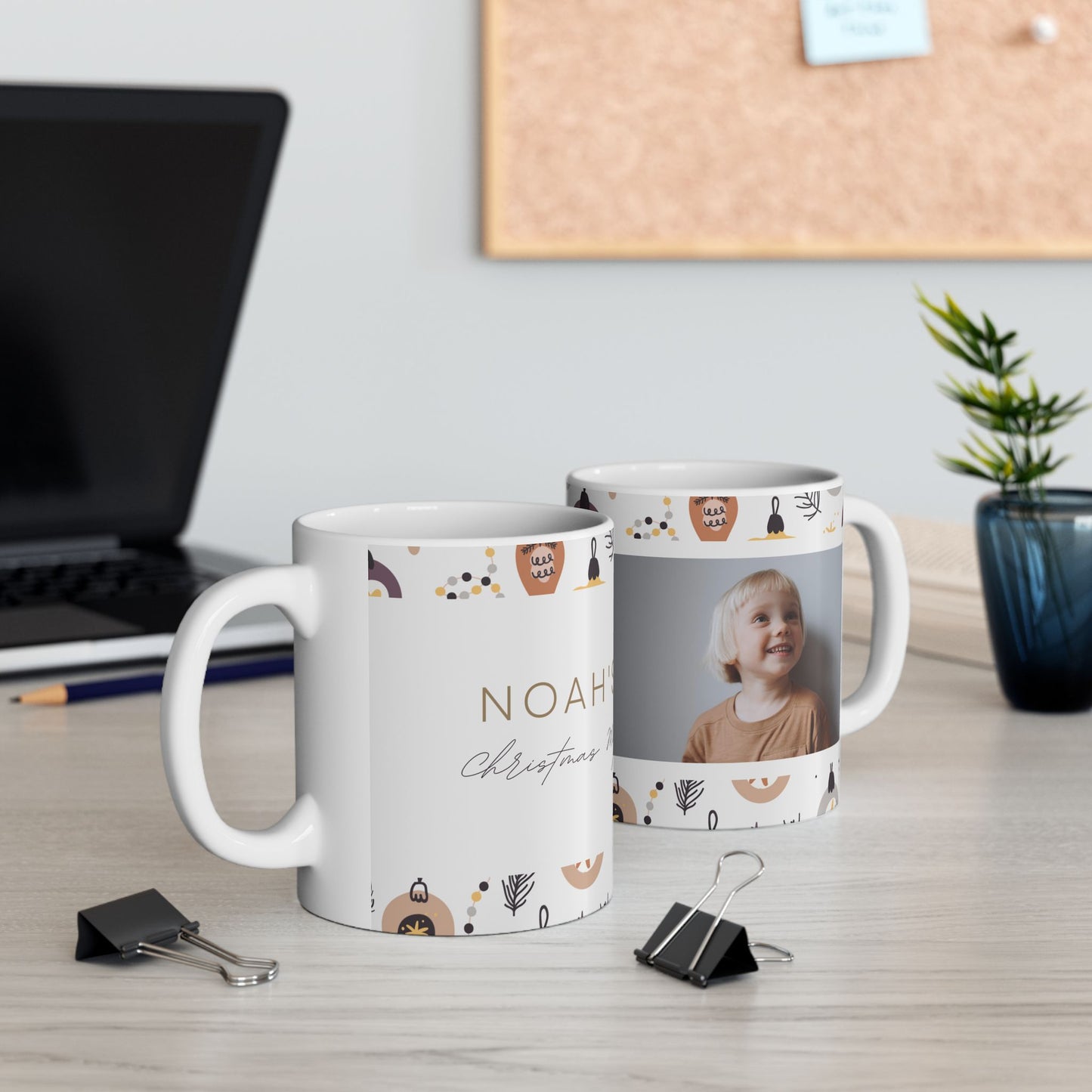Noah's Christmas Mug, Photo & Name Customizable - Ceramic Mug, (11oz, 15oz) - 11061