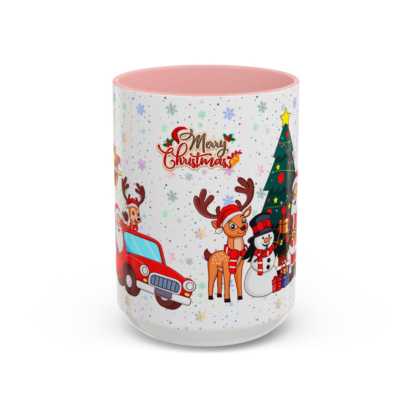 Christmas Party, Santa, Snowman, Reindeer - Accent Coffee Mug (11, 15oz) - 10426