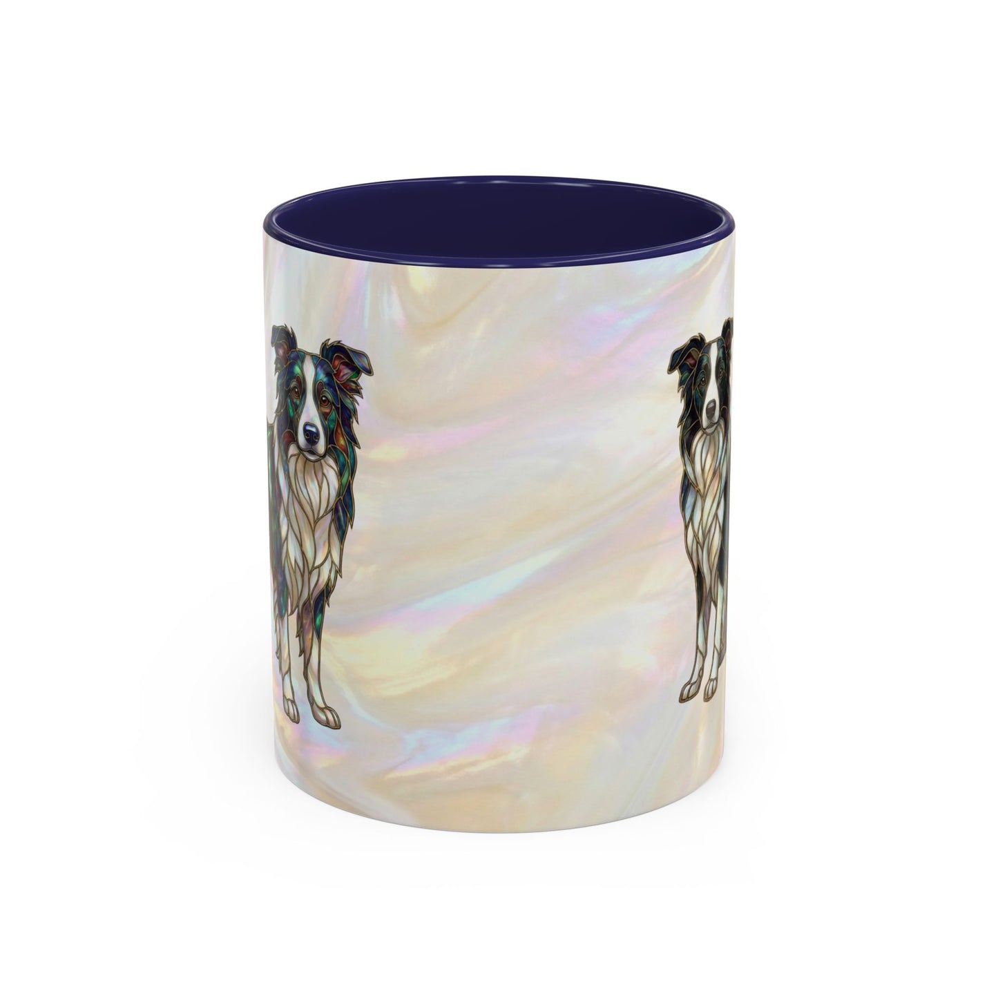 Border Collie Accent Coffee Mug — Stained Glass Design (11/15 oz) - 14619