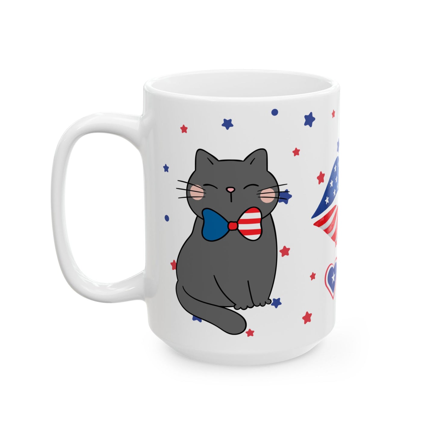 July 4, Cat's Love - Ceramic Mug, (11oz, 15oz) - 10588