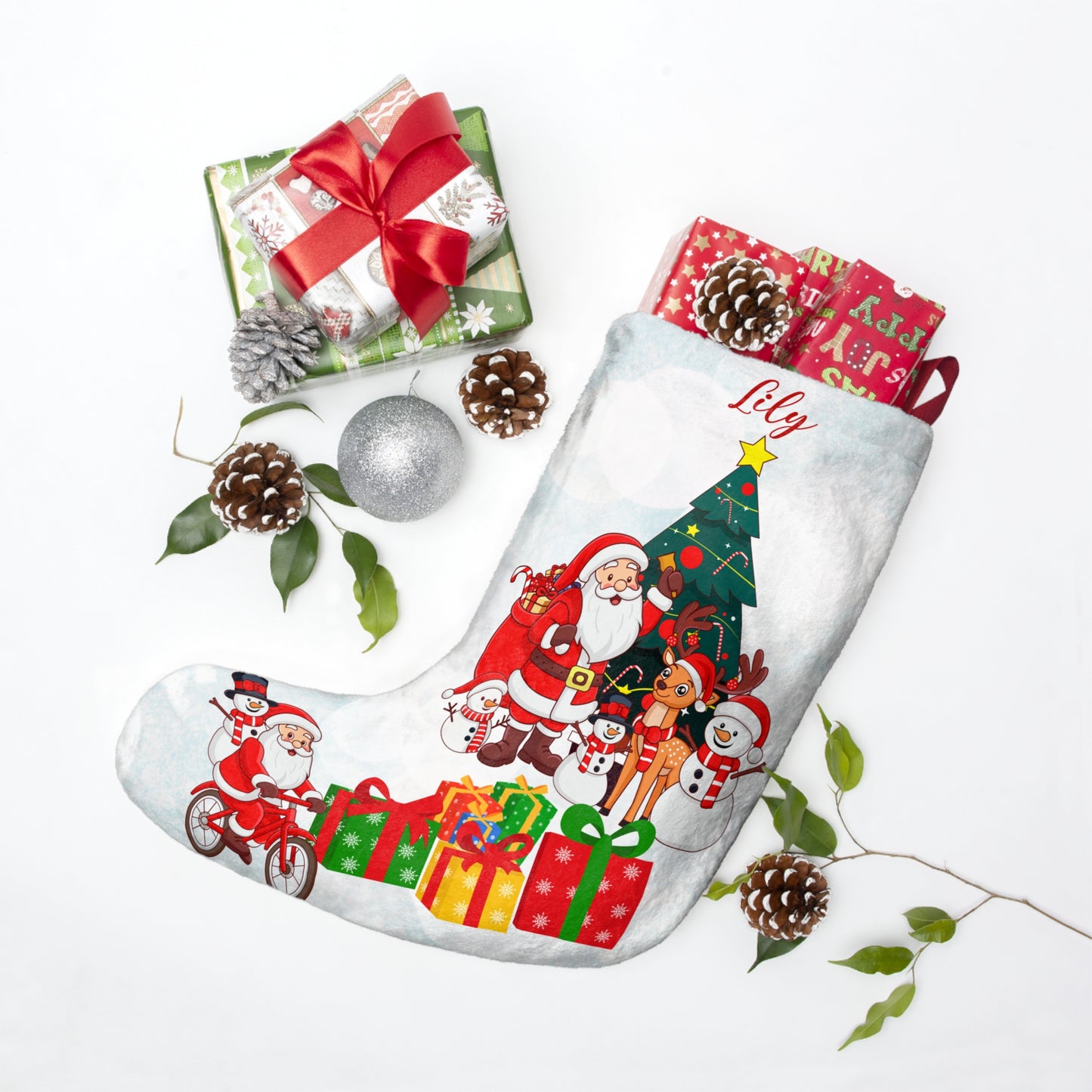 Lily, Santa's Party, Customizable - Christmas Stockings - 10437