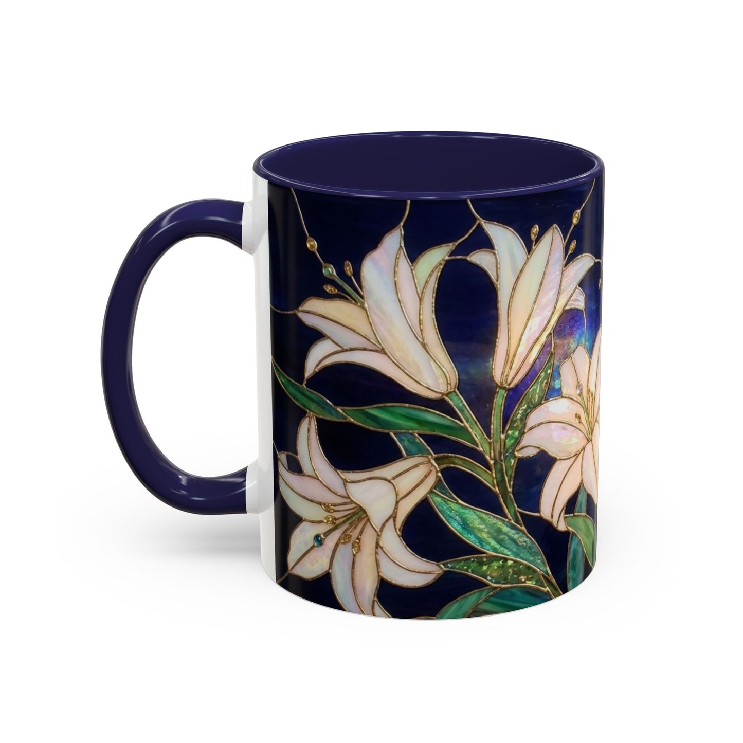 Lily Floral Accent Coffee Mug — Stained Glass Style 11/15oz - 14575