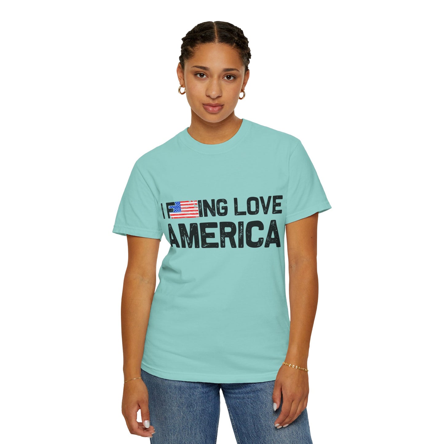 Unisex T-Shirt with Patriotic Love for America, Casual Tee, Independence Day Gift, Love America Shirt, Gift for Patriot - 13654