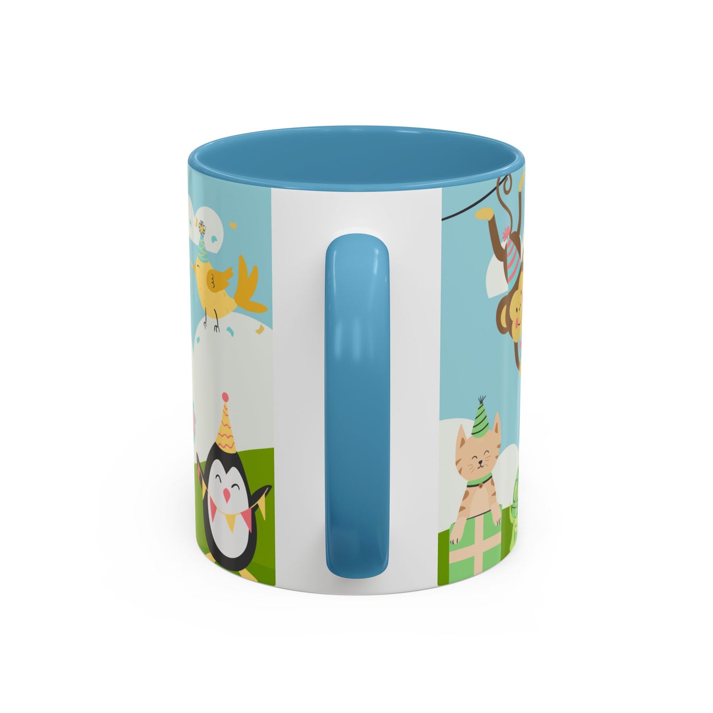 Cute Animals, Happy Birthday, Name Customizable - Accent Coffee Mug (11, 15oz) - 11140