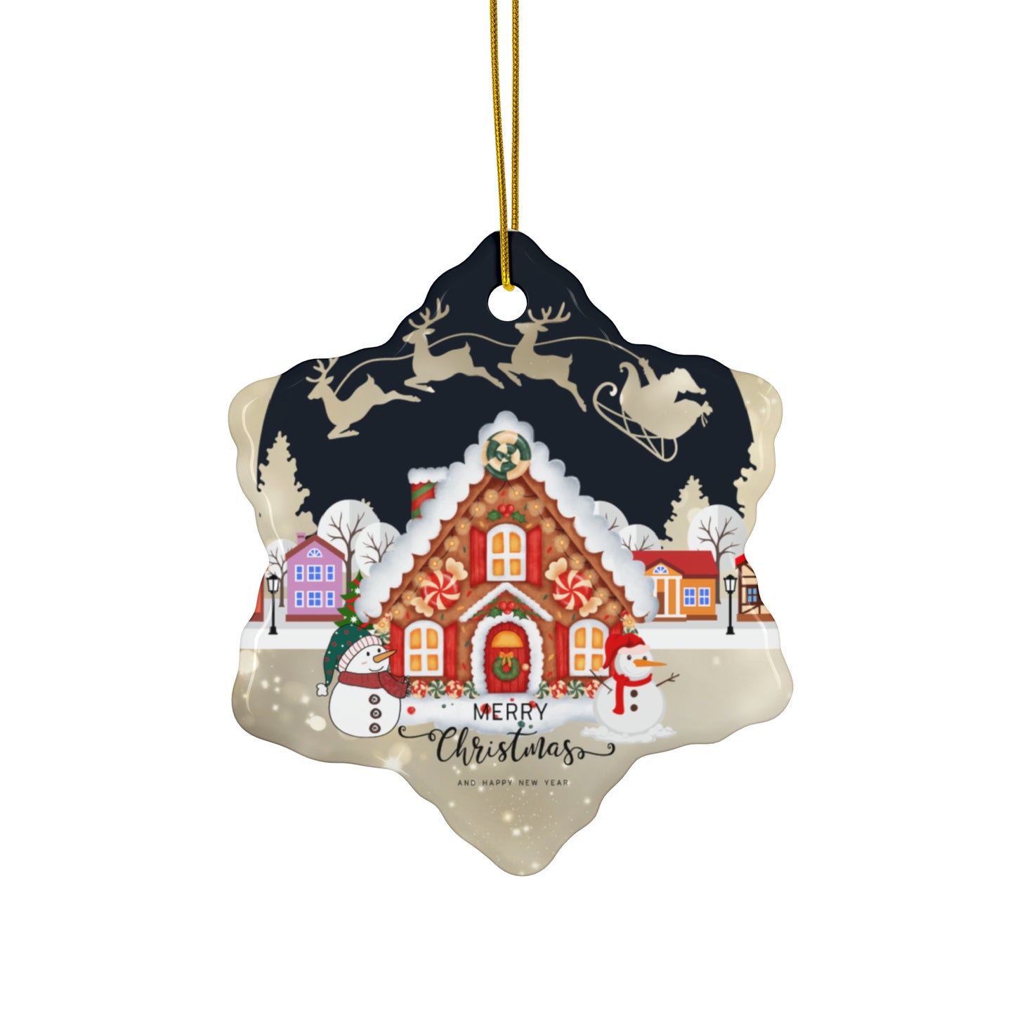 Christmas House - Ceramic Ornament, 4 Shapes