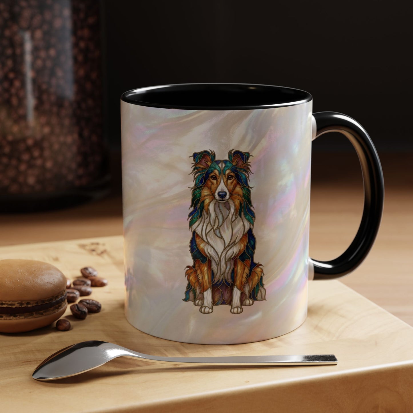 Sheltie Accent Coffee Mug – Stained Glass Design 11/15oz - 14645