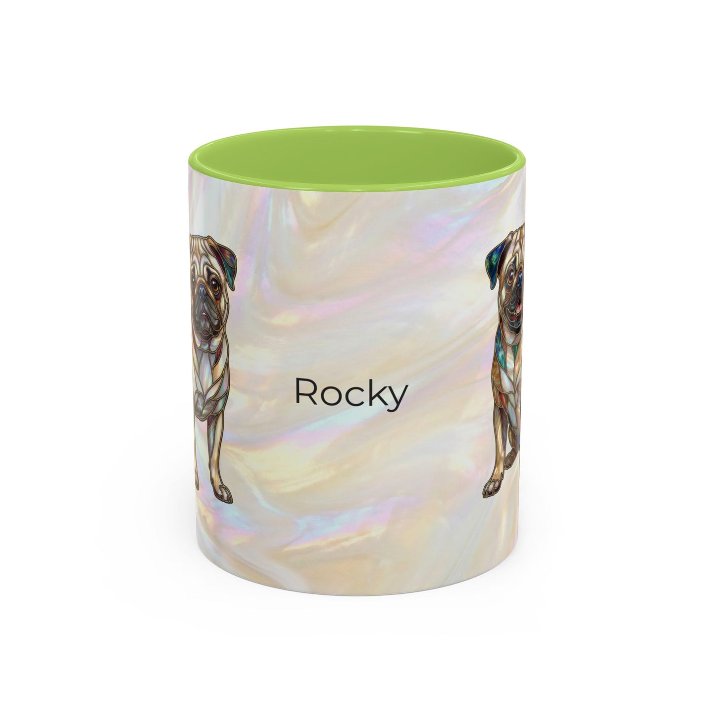 Personalized Pug Accent Coffee Mug –  Stained Glass Design (11/15oz) - 14547
