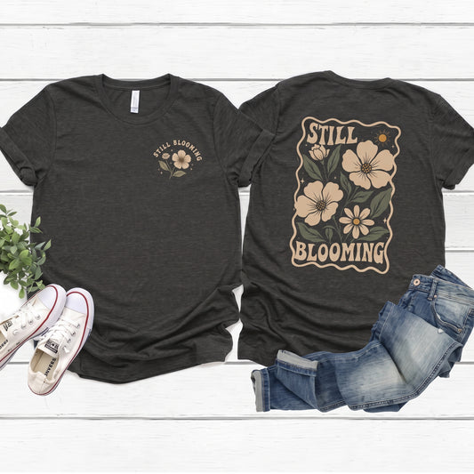 Still Blooming Floral T-Shirt, Retro Botanical Graphic Tee - 14956