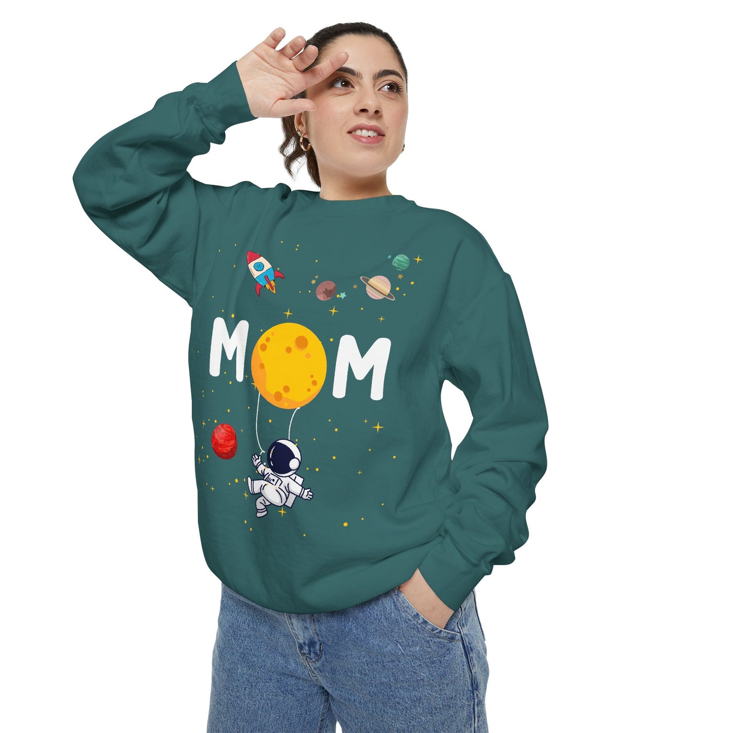 Astronaut Mom Garment-Dyed Sweatshirt | Space-Themed Gift for Mothers - 11838