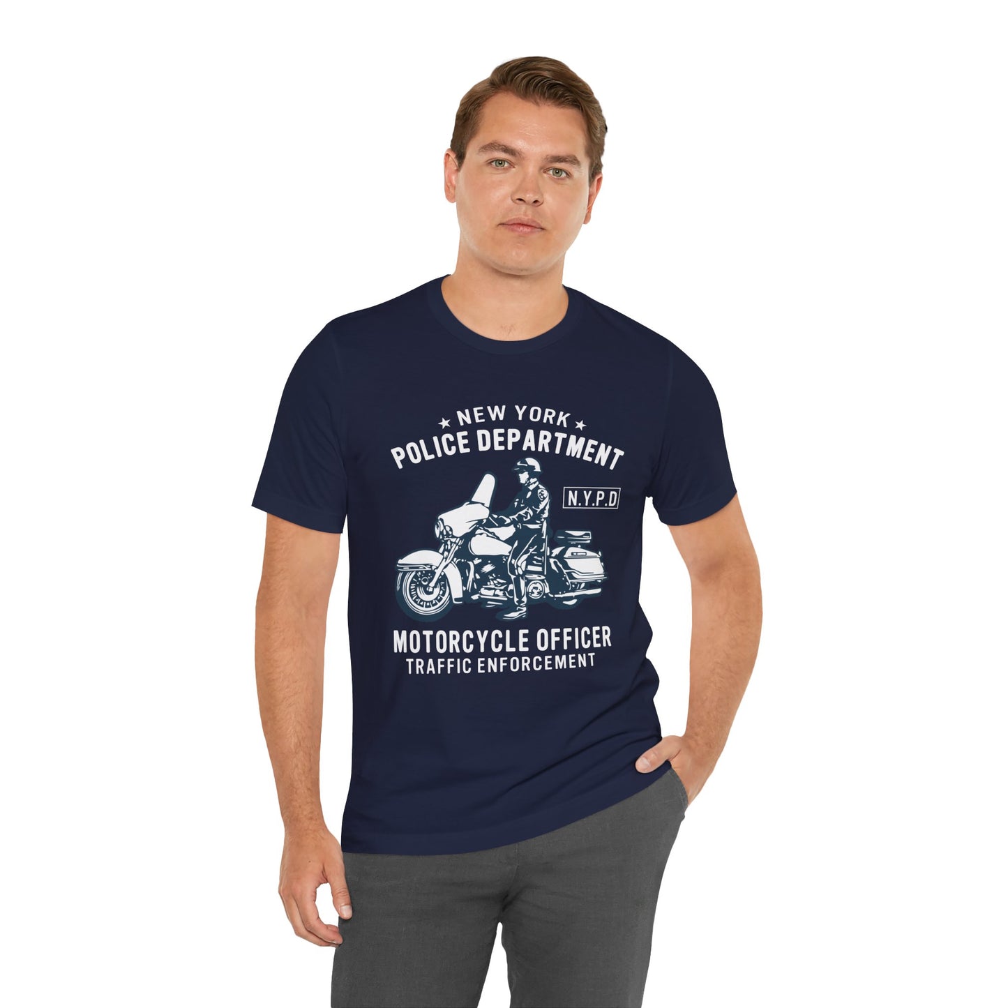 NY Police Department, Motorcycle Officer - Unisex Jersey Short Sleeve Tee - 13252