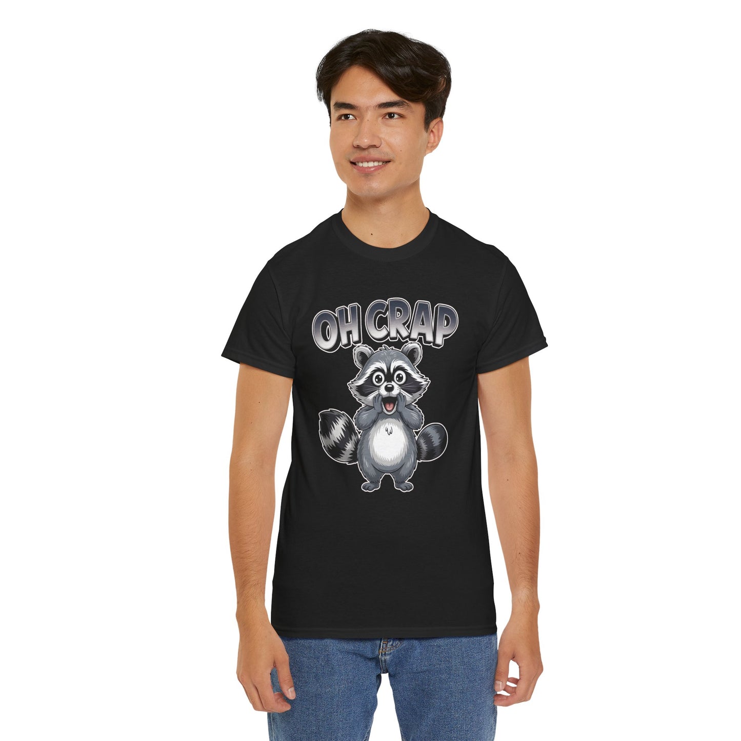 Funny Raccoon T-Shirt – “Oh Crap” Cute Meme Reaction Animal Tee Gift - 14855