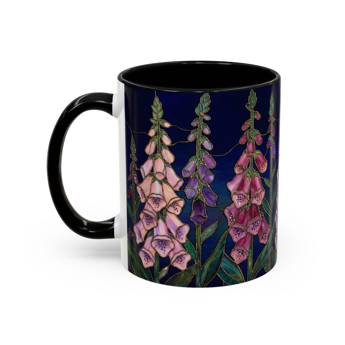 Foxglove Floral Coffee Mug — Stained Glass Design (11/15oz) - 14565