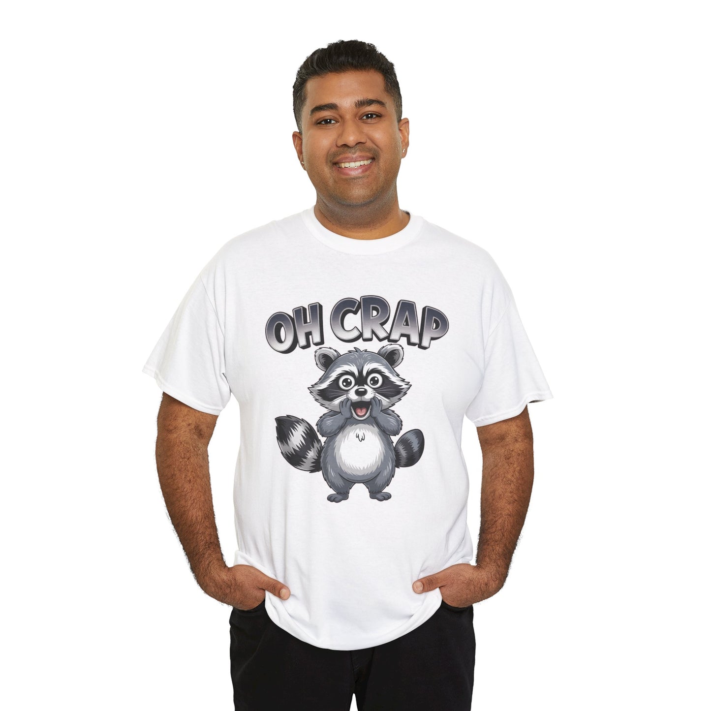 Funny Raccoon T-Shirt – “Oh Crap” Cute Meme Reaction Animal Tee Gift - 14855