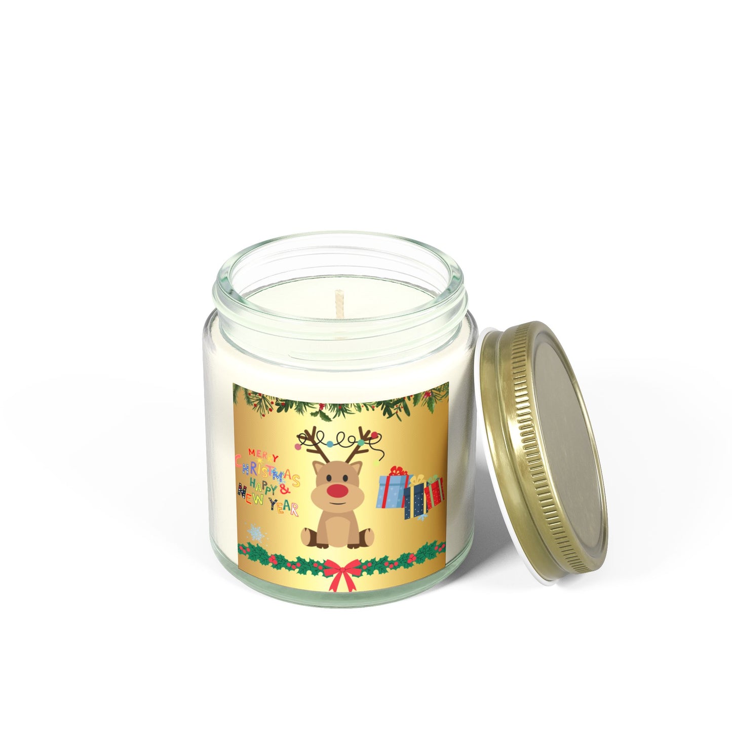 Christmas, Deer - Scented Candles, Coconut Apricot Wax (4oz, 9oz)