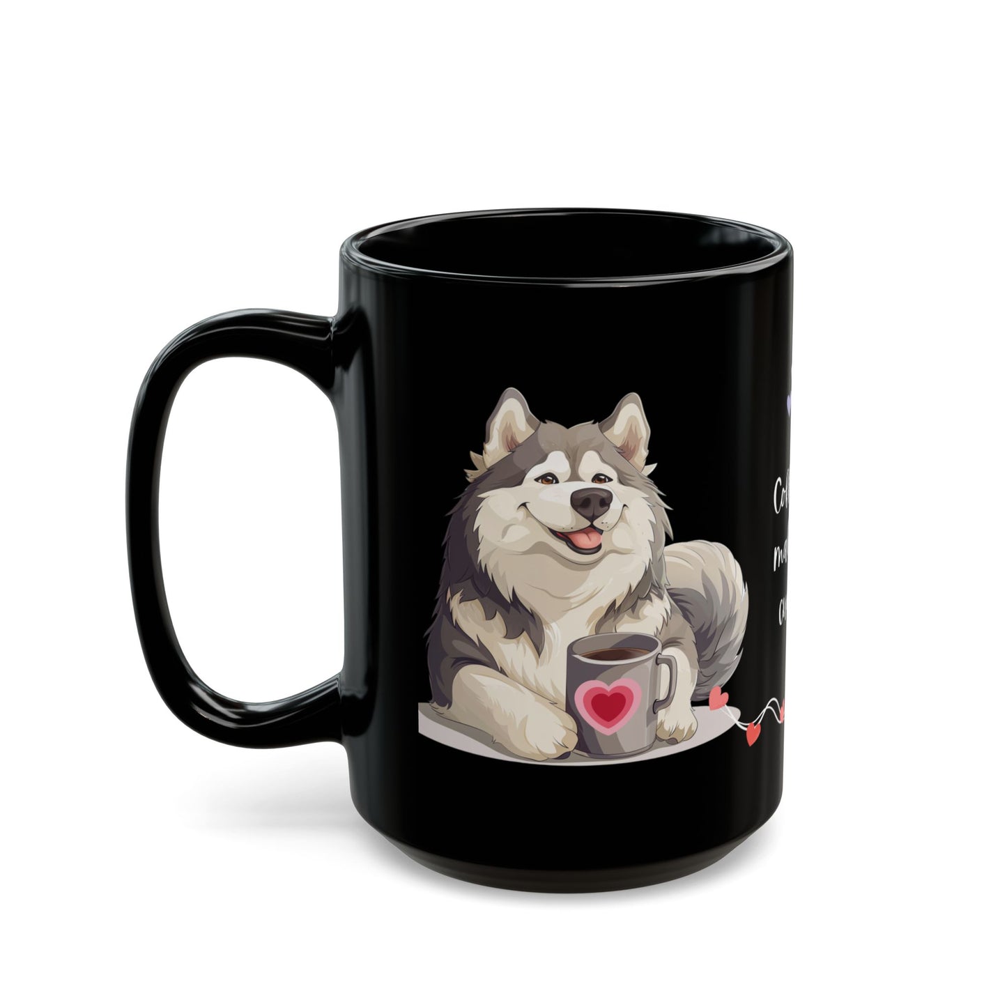 Coffee and Malamute Cuddles - Black Mug (11oz, 15oz) - 10650