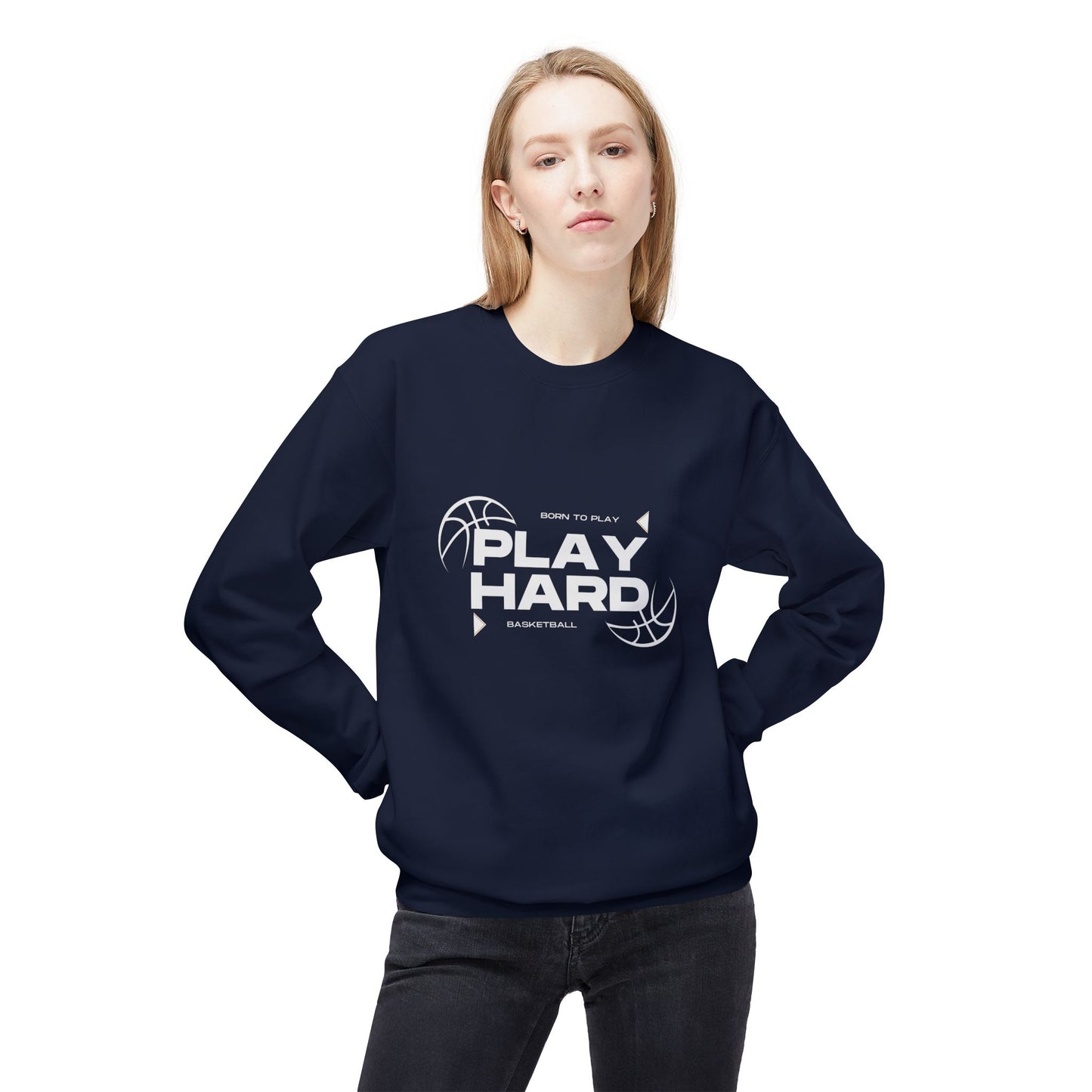 Play Hard Basketball - Unisex Midweight Softstyle Fleece Crewneck Sweatshirt - 10674