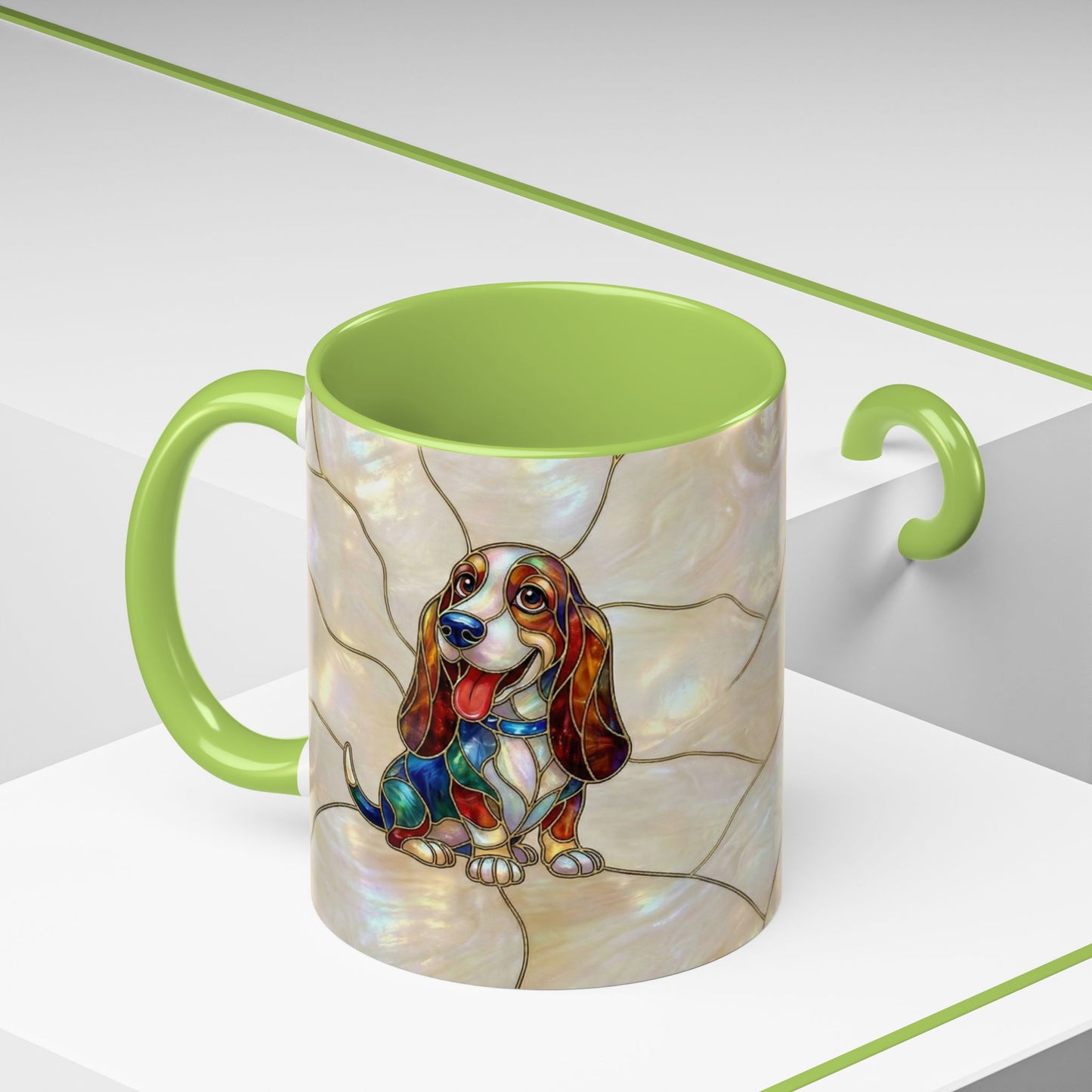 Basset Hound Stained Glass Accent Coffee Mug (11/15oz) - 14520