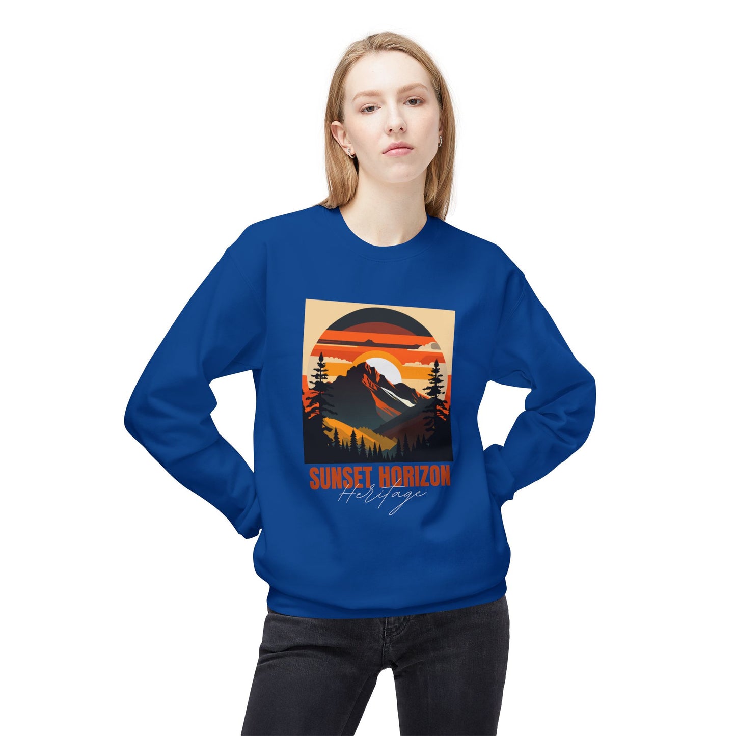 Sunset Horizon - Unisex Midweight Softstyle Fleece Crewneck Sweatshirt - 10621