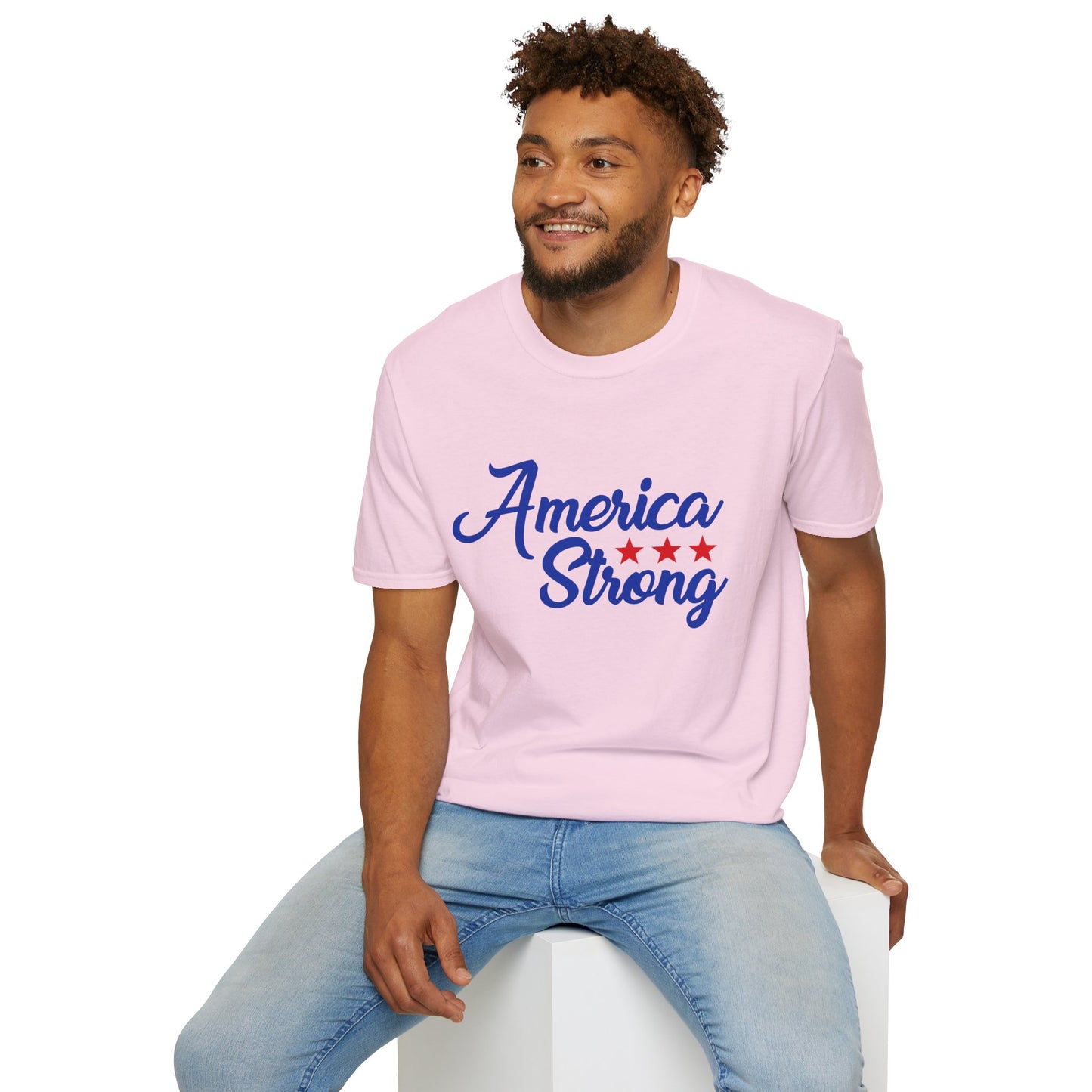 America Strong Unisex Softstyle T-Shirt - Patriotic Tee for BBQs, Memorial Day, 4th of July, Gift for Him/Her, Casual Wear - 13694
