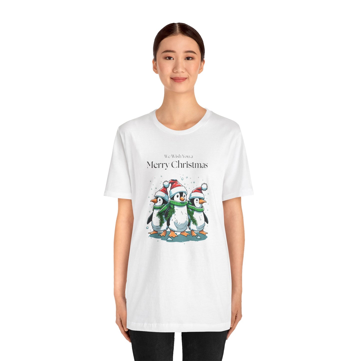 Penguins, We Wish You A Merry Christmas - Unisex Jersey Short Sleeve Tee - 10198