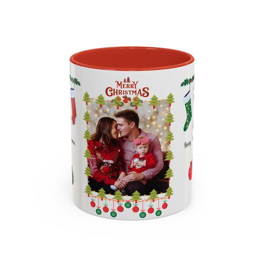 Christmas, Family Photo, Customizable, Accent Coffee Mug (11, 15oz)