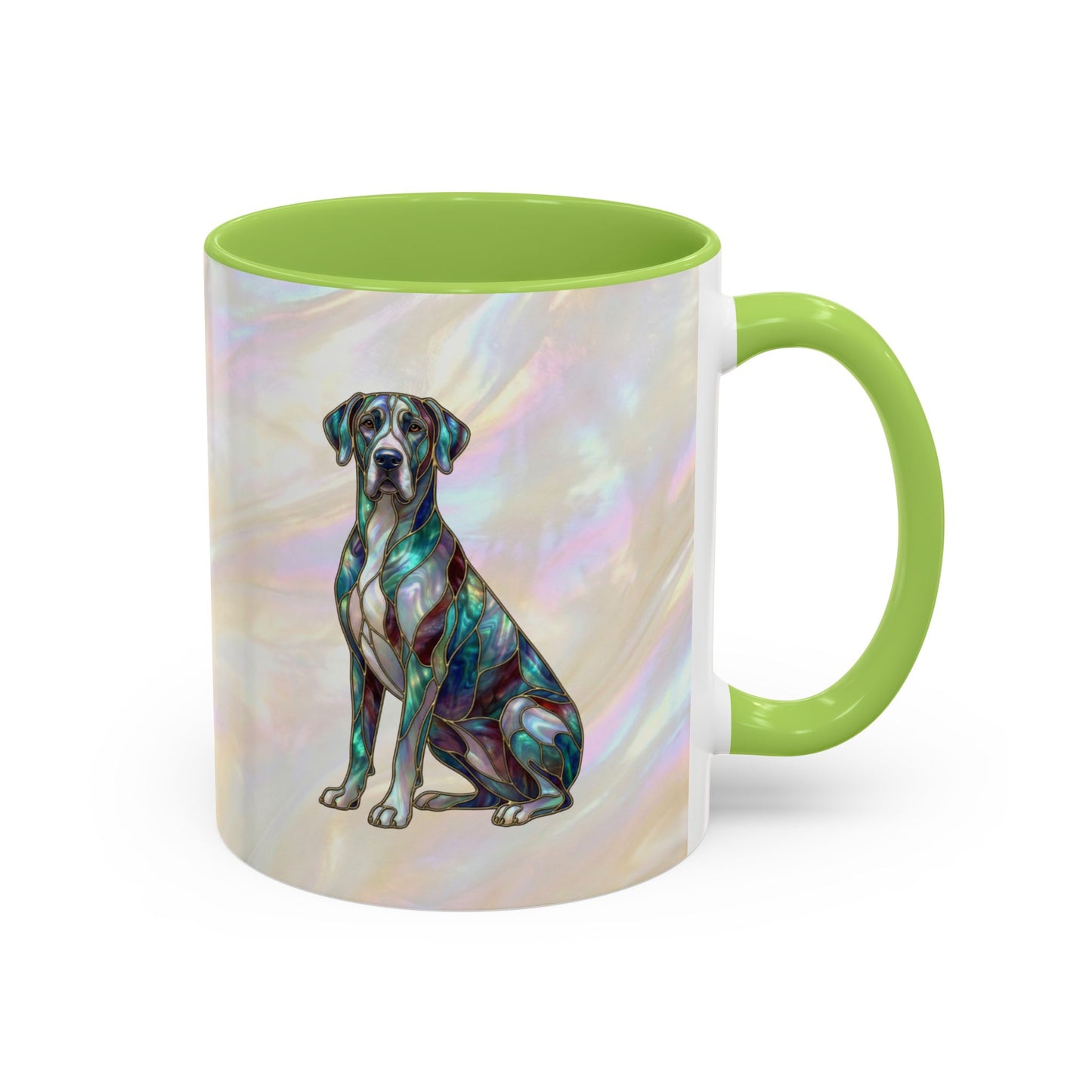 Personalized Great Dane Dog Mug — Stained Glass Design (11/15 oz) - 14550