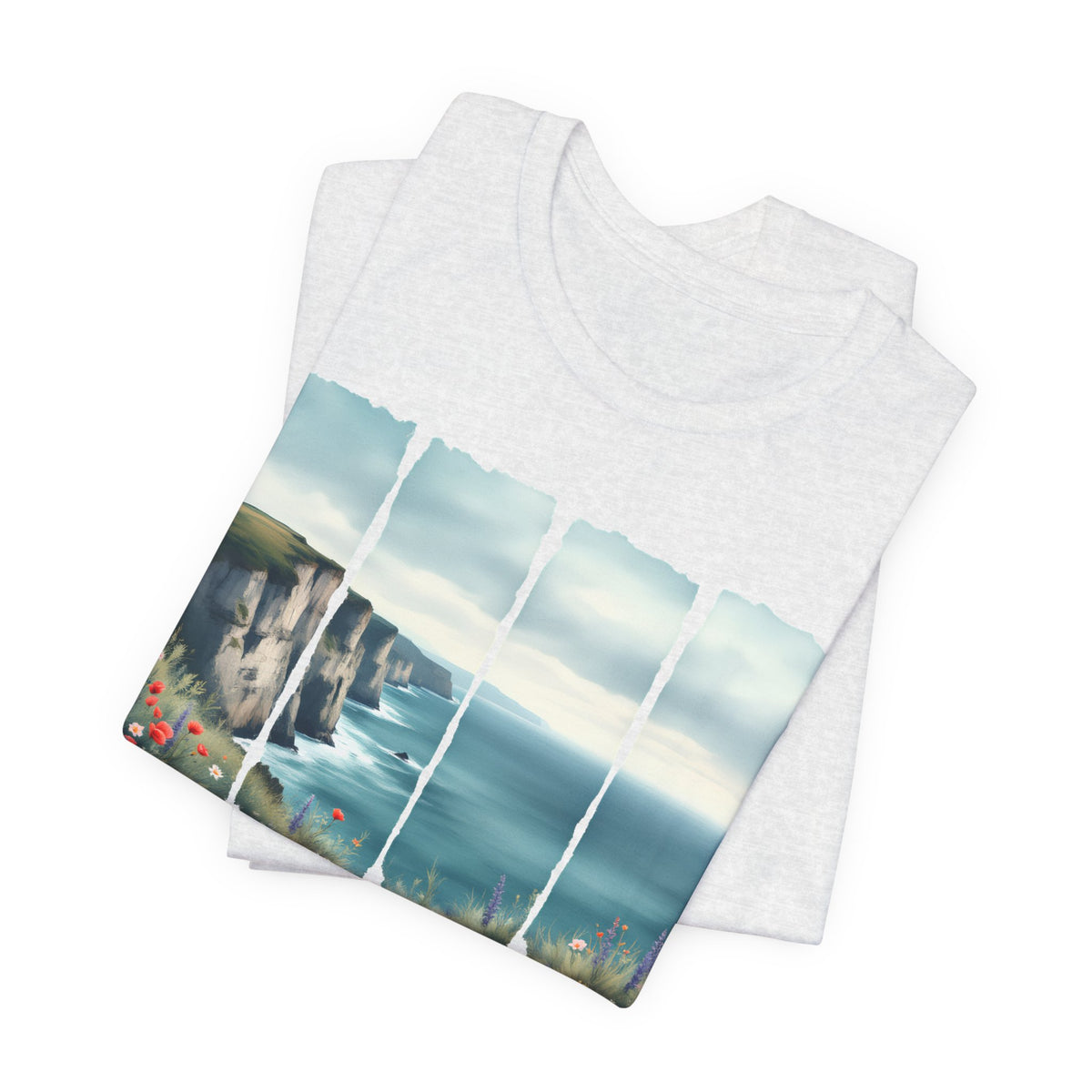 St. Andrews Coastal T-Shirt,  Scenic Cliffs, Wildflowers & Sea View - 14974