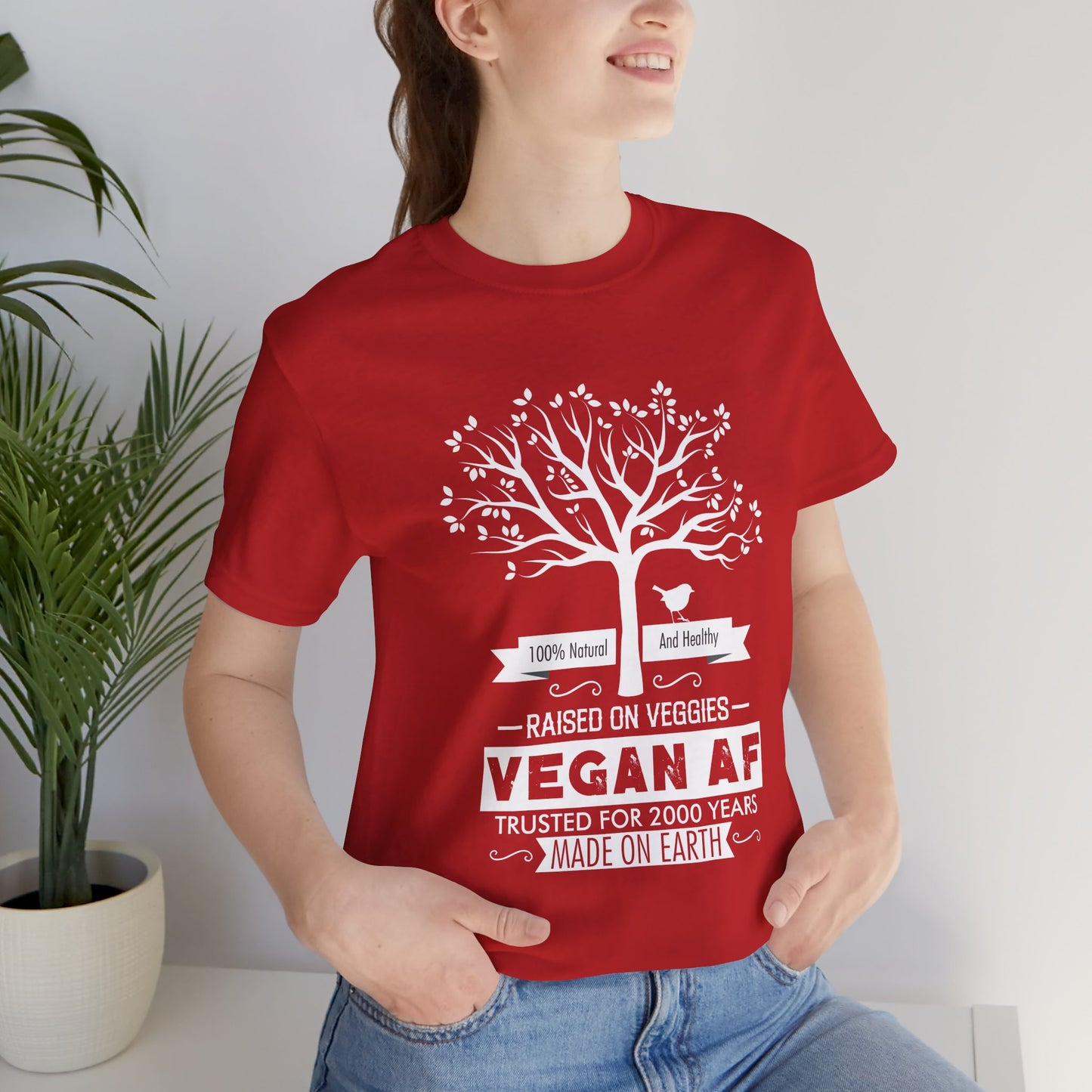 Vegan: 100% Natural And Healthy, Raised By Veggies - Unisex Jersey Short Sleeve Tee - 12396