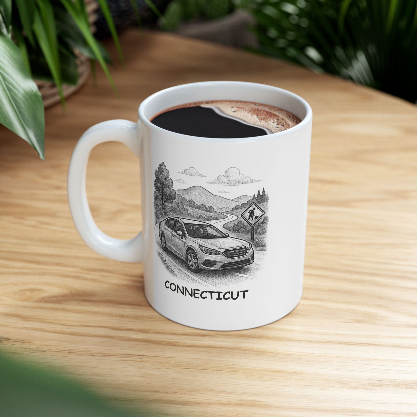"In Connecticut, ‘driving’ means ‘taking a scenic route to avoid construction.’" Ceramic Mug - 13880